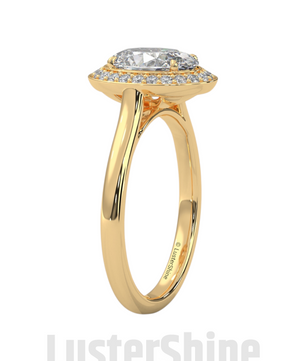 Sparkling Oval Diamond Halo Engagement Ring – Elegant Gold Setting with Round Accents – Moissanite Diamond Solid Gold Ring  – Inspired Ring