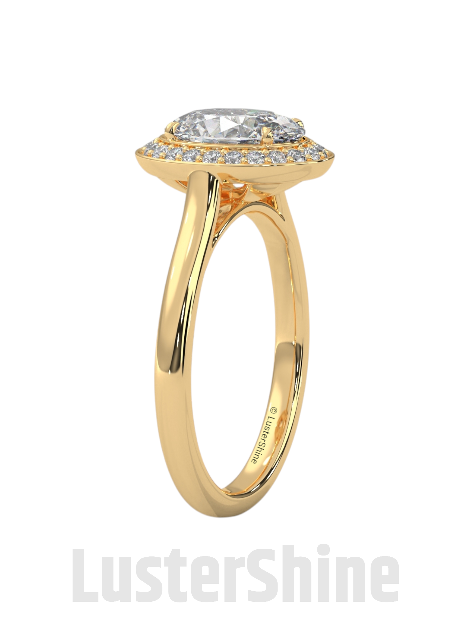 Sparkling Oval Diamond Halo Engagement Ring – Elegant Gold Setting with Round Accents – Moissanite Diamond Solid Gold Ring  – Inspired Ring