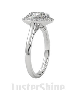 Sparkling Oval Diamond Halo Engagement Ring – Elegant Gold Setting with Round Accents – Moissanite Diamond Solid Gold Ring  – Inspired Ring