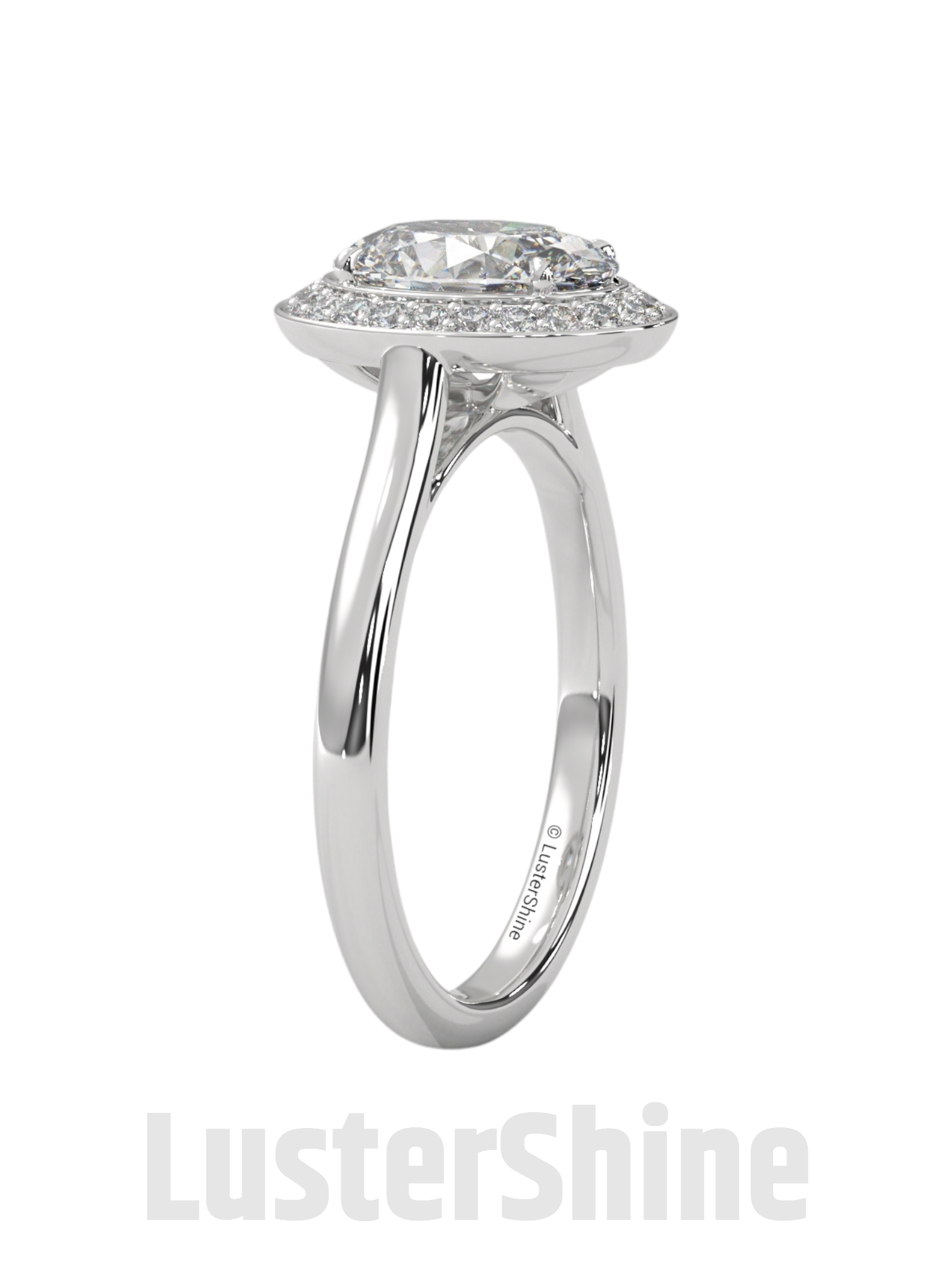 Sparkling Oval Diamond Halo Engagement Ring – Elegant Gold Setting with Round Accents – Moissanite Diamond Solid Gold Ring  – Inspired Ring
