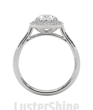 Sparkling Oval Diamond Halo Engagement Ring – Elegant Gold Setting with Round Accents – Moissanite Diamond Solid Gold Ring  – Inspired Ring