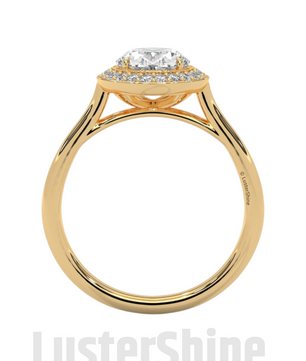 Sparkling Oval Diamond Halo Engagement Ring – Elegant Gold Setting with Round Accents – Moissanite Diamond Solid Gold Ring  – Inspired Ring