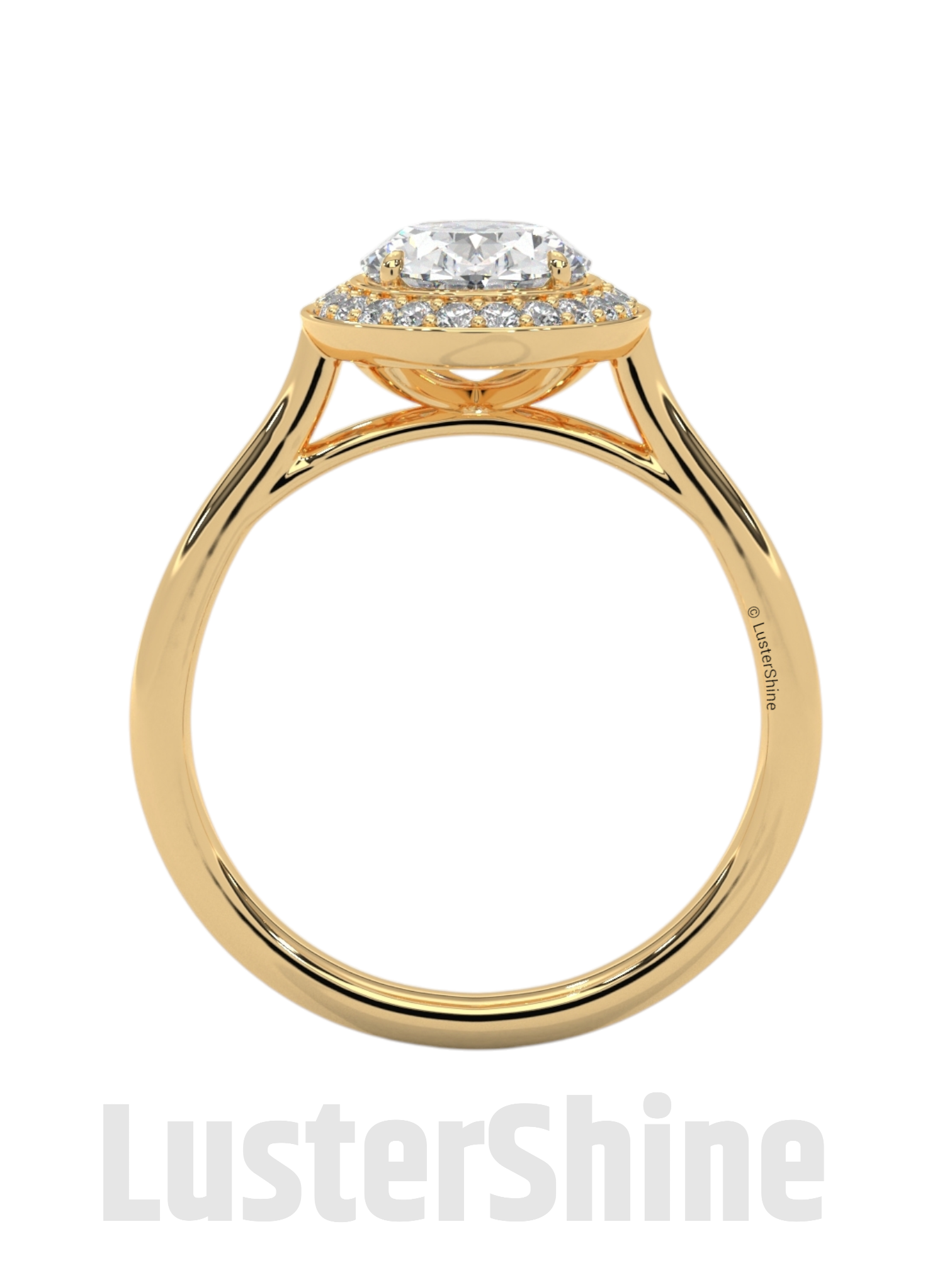Sparkling Oval Diamond Halo Engagement Ring – Elegant Gold Setting with Round Accents – Moissanite Diamond Solid Gold Ring  – Inspired Ring