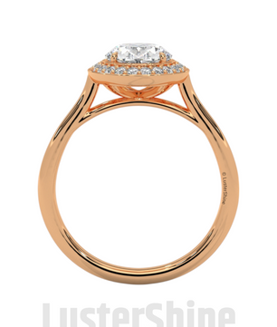 Sparkling Oval Diamond Halo Engagement Ring – Elegant Gold Setting with Round Accents – Moissanite Diamond Solid Gold Ring  – Inspired Ring