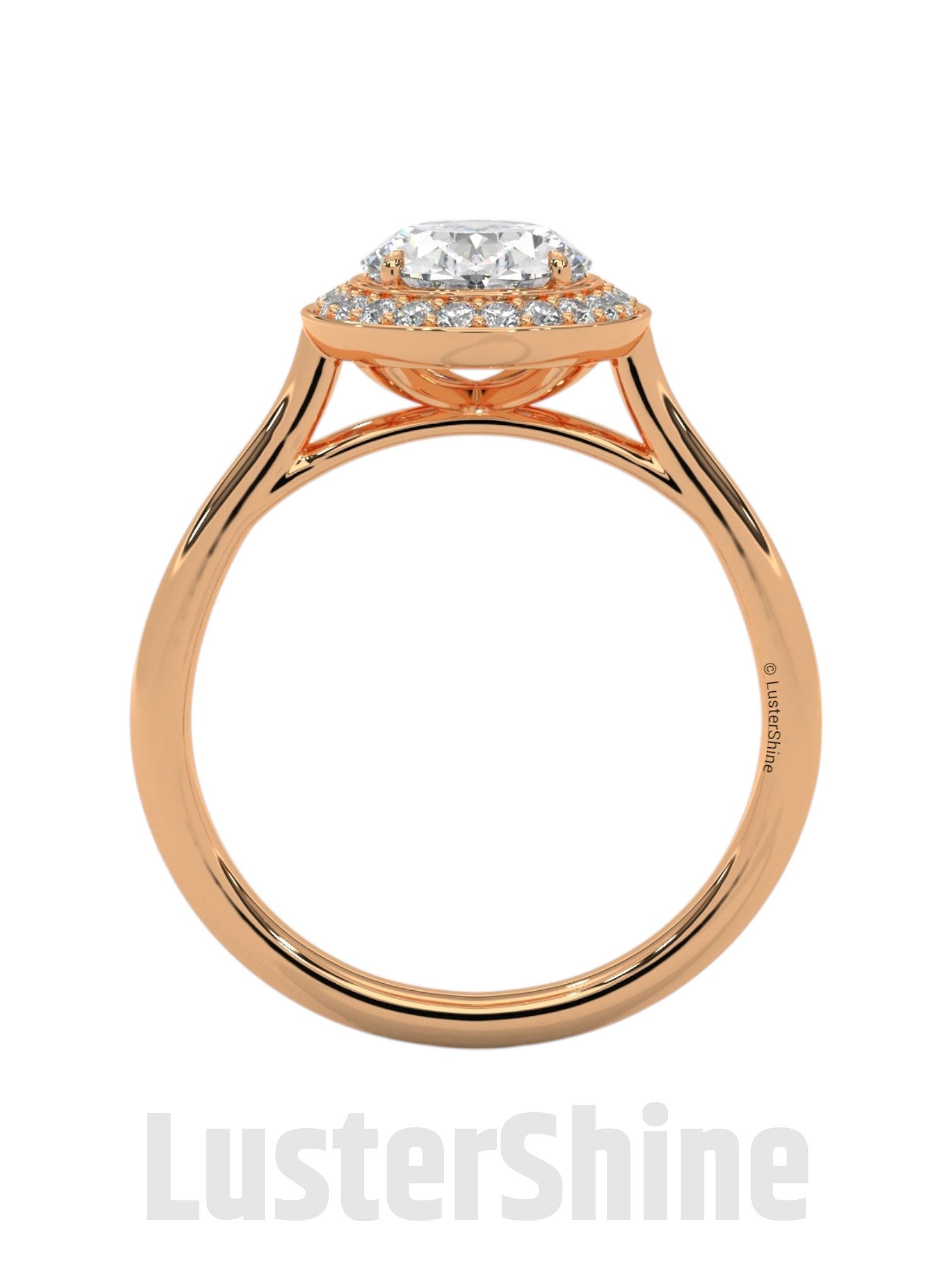 Sparkling Oval Diamond Halo Engagement Ring – Elegant Gold Setting with Round Accents – Moissanite Diamond Solid Gold Ring  – Inspired Ring