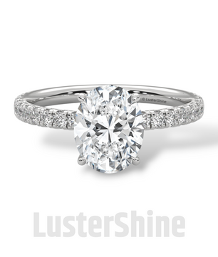 Elegant Oval Cut Diamond Solitaire Engagement Ring with Pave Diamonds – 9x7 mm Center Moissanite Diamond Ring – Custom Size Ring