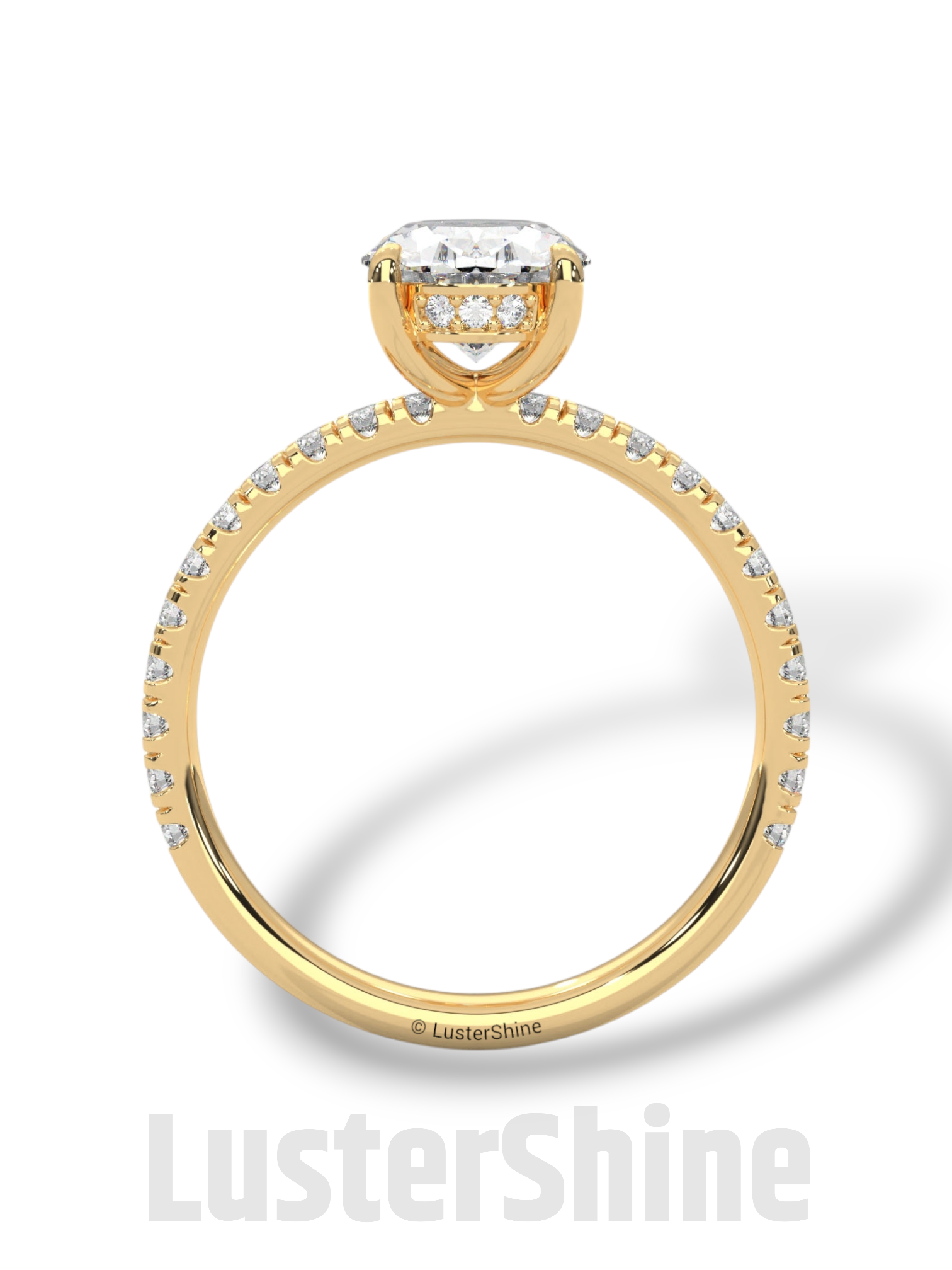Elegant Oval Cut Diamond Solitaire Engagement Ring with Pave Diamonds – 9x7 mm Center Moissanite Diamond Ring – Custom Size Ring