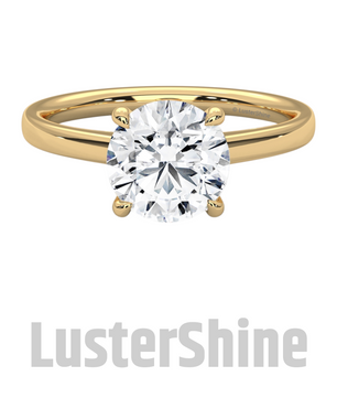 Round Solitaire Engagement Ring in 14K Yellow Gold – Classic Moissanite Diamond Ring – Minimalist Gold Promise or Wedding Jewelry Gift her