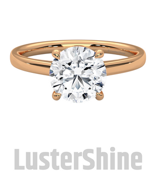 Round Solitaire Engagement Ring in 14K Yellow Gold – Classic Moissanite Diamond Ring – Minimalist Gold Promise or Wedding Jewelry Gift her