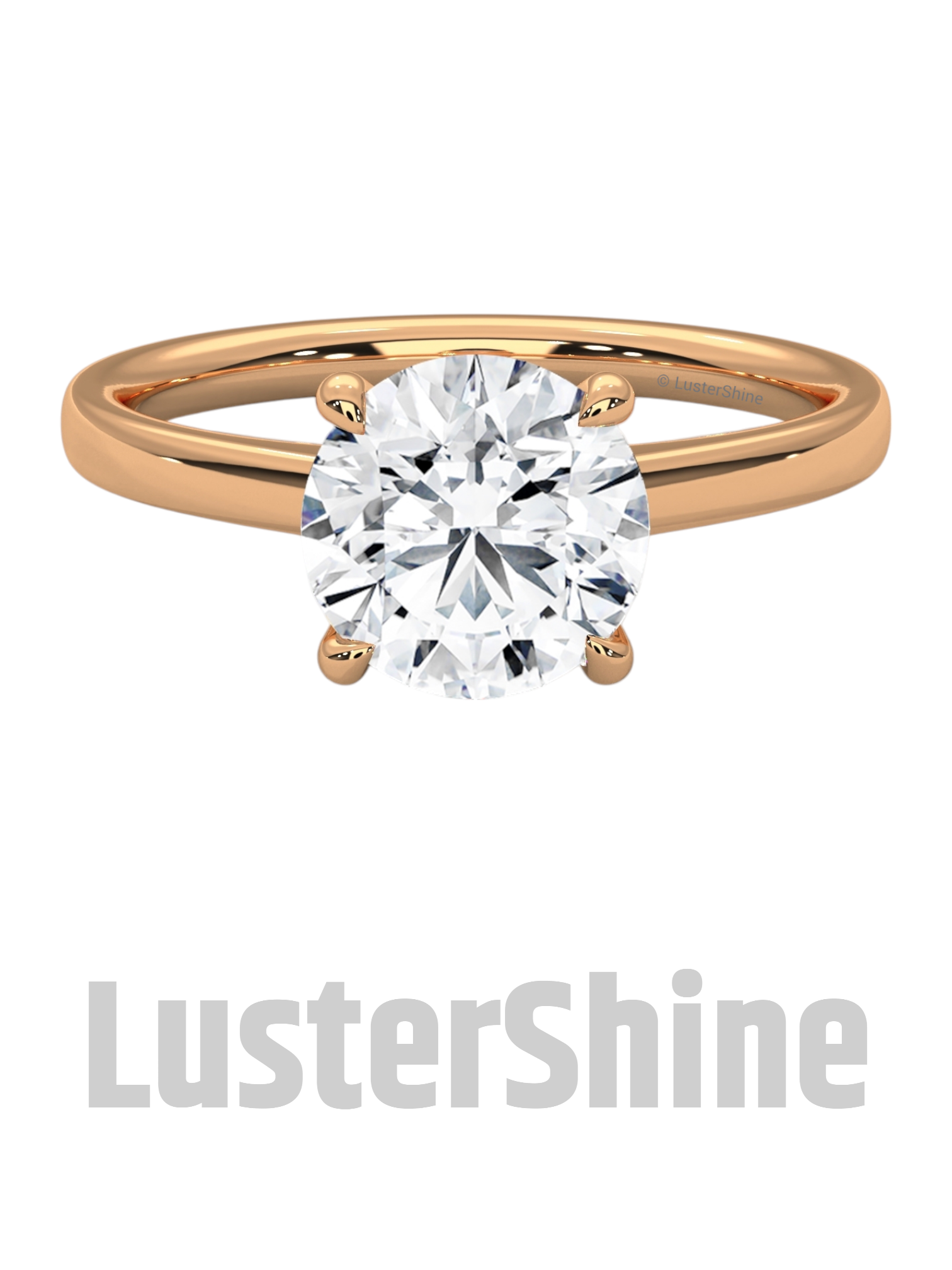 Round Solitaire Engagement Ring in 14K Yellow Gold – Classic Moissanite Diamond Ring – Minimalist Gold Promise or Wedding Jewelry Gift her