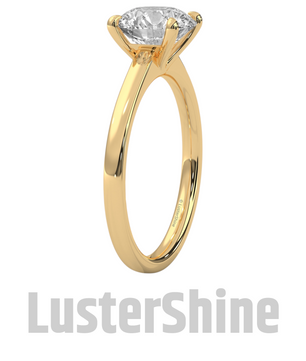 Round Solitaire Engagement Ring in 14K Yellow Gold – Classic Moissanite Diamond Ring – Minimalist Gold Promise or Wedding Jewelry Gift her
