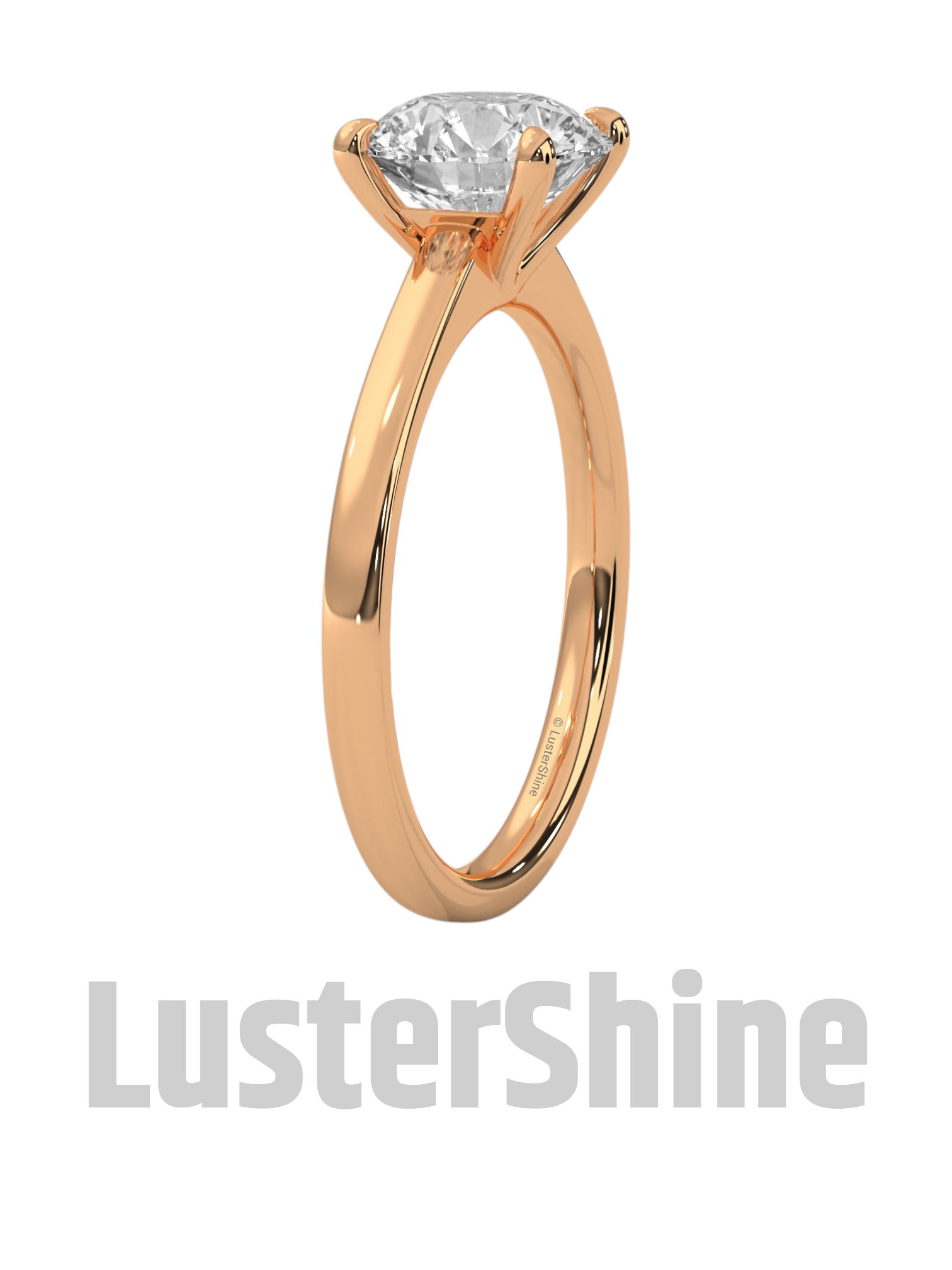 Round Solitaire Engagement Ring in 14K Yellow Gold – Classic Moissanite Diamond Ring – Minimalist Gold Promise or Wedding Jewelry Gift her
