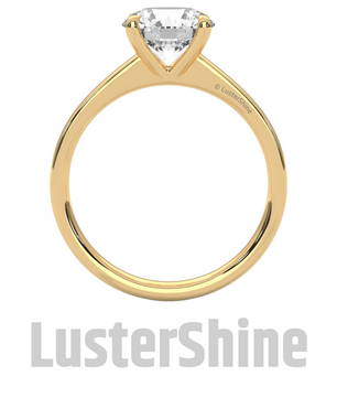 Round Solitaire Engagement Ring in 14K Yellow Gold – Classic Moissanite Diamond Ring – Minimalist Gold Promise or Wedding Jewelry Gift her