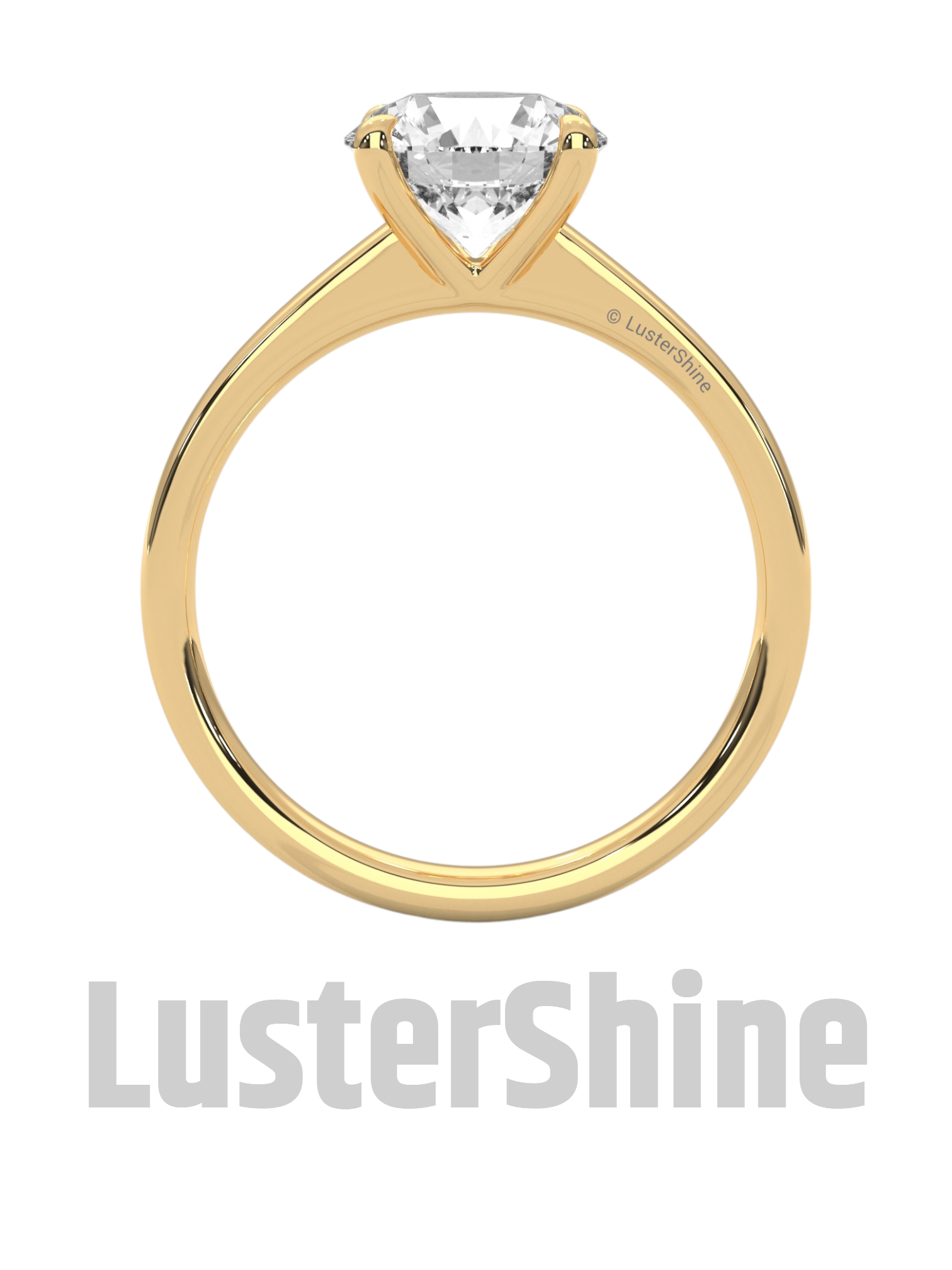 Round Solitaire Engagement Ring in 14K Yellow Gold – Classic Moissanite Diamond Ring – Minimalist Gold Promise or Wedding Jewelry Gift her
