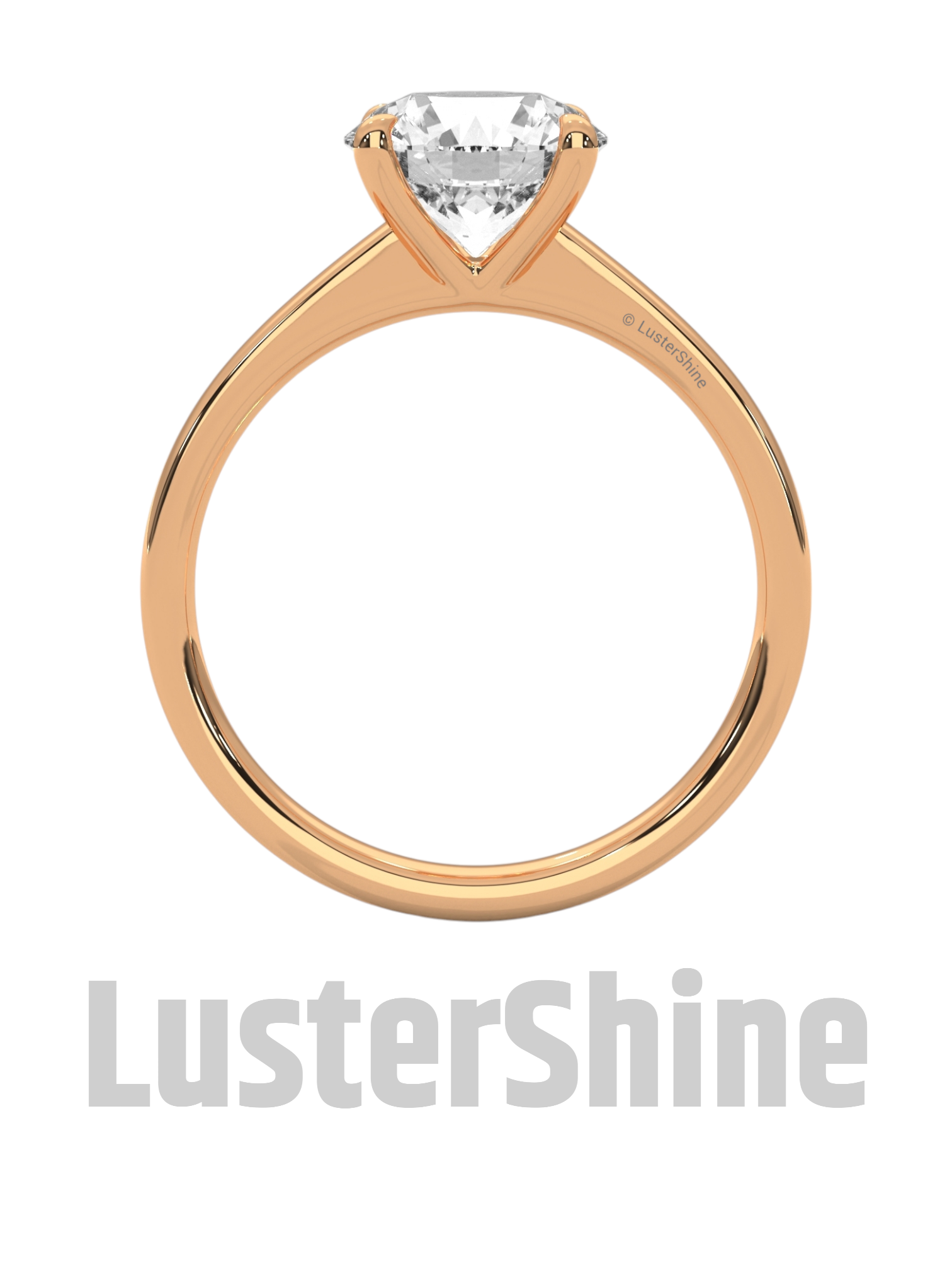 Round Solitaire Engagement Ring in 14K Yellow Gold – Classic Moissanite Diamond Ring – Minimalist Gold Promise or Wedding Jewelry Gift her