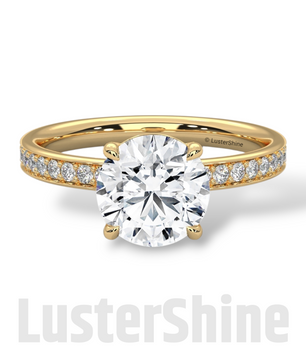 Round Hidden Halo Diamond Engagement Ring – Timeless Sparkling Diamond Solitaire Ring – Round Cut Ring – Diamond Simulant CZ Ring Gift Her