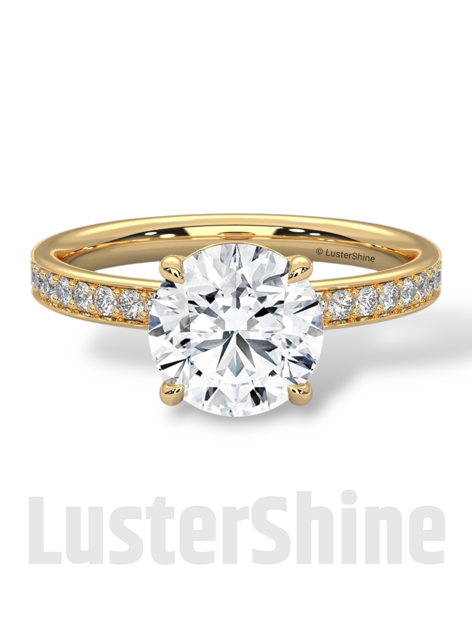 Round Hidden Halo Diamond Engagement Ring – Timeless Sparkling Diamond Solitaire Ring – Round Cut Ring – Diamond Simulant CZ Ring Gift Her