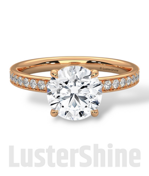 Round Hidden Halo Diamond Engagement Ring – Timeless Sparkling Diamond Solitaire Ring – Round Cut Ring – Diamond Simulant CZ Ring Gift Her