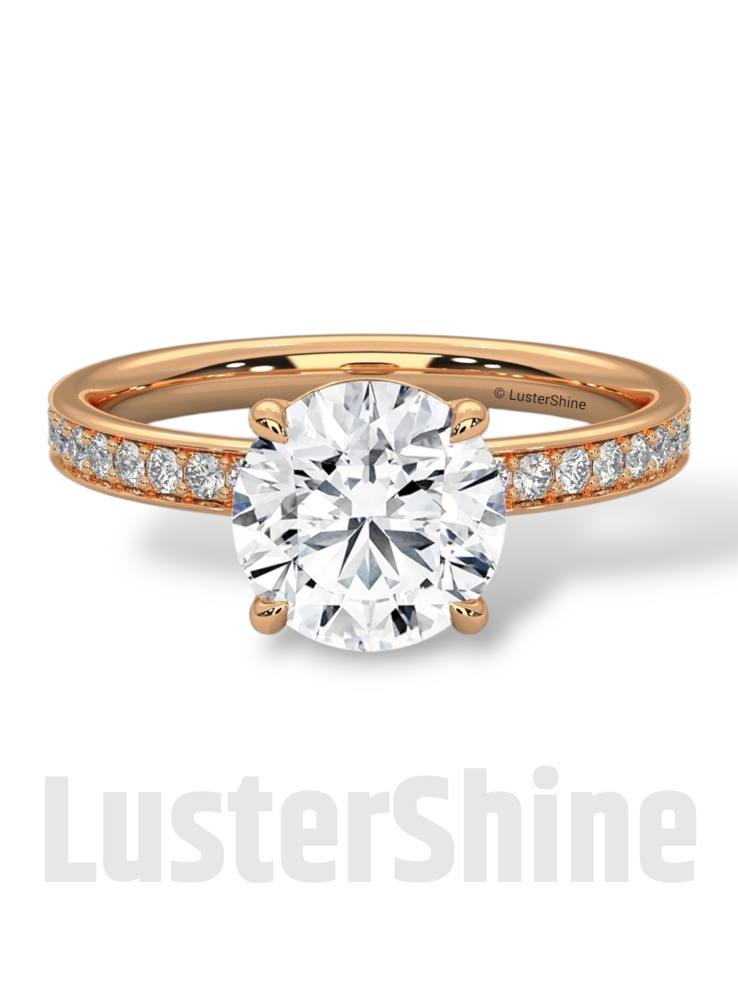 Round Hidden Halo Diamond Engagement Ring – Timeless Sparkling Diamond Solitaire Ring – Round Cut Ring – Diamond Simulant CZ Ring Gift Her