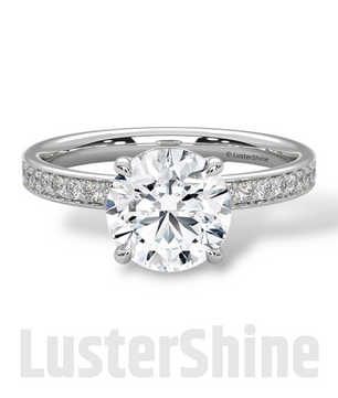 Round Hidden Halo Diamond Engagement Ring – Timeless Sparkling Diamond Solitaire Ring – Round Cut Ring – Diamond Simulant CZ Ring Gift Her