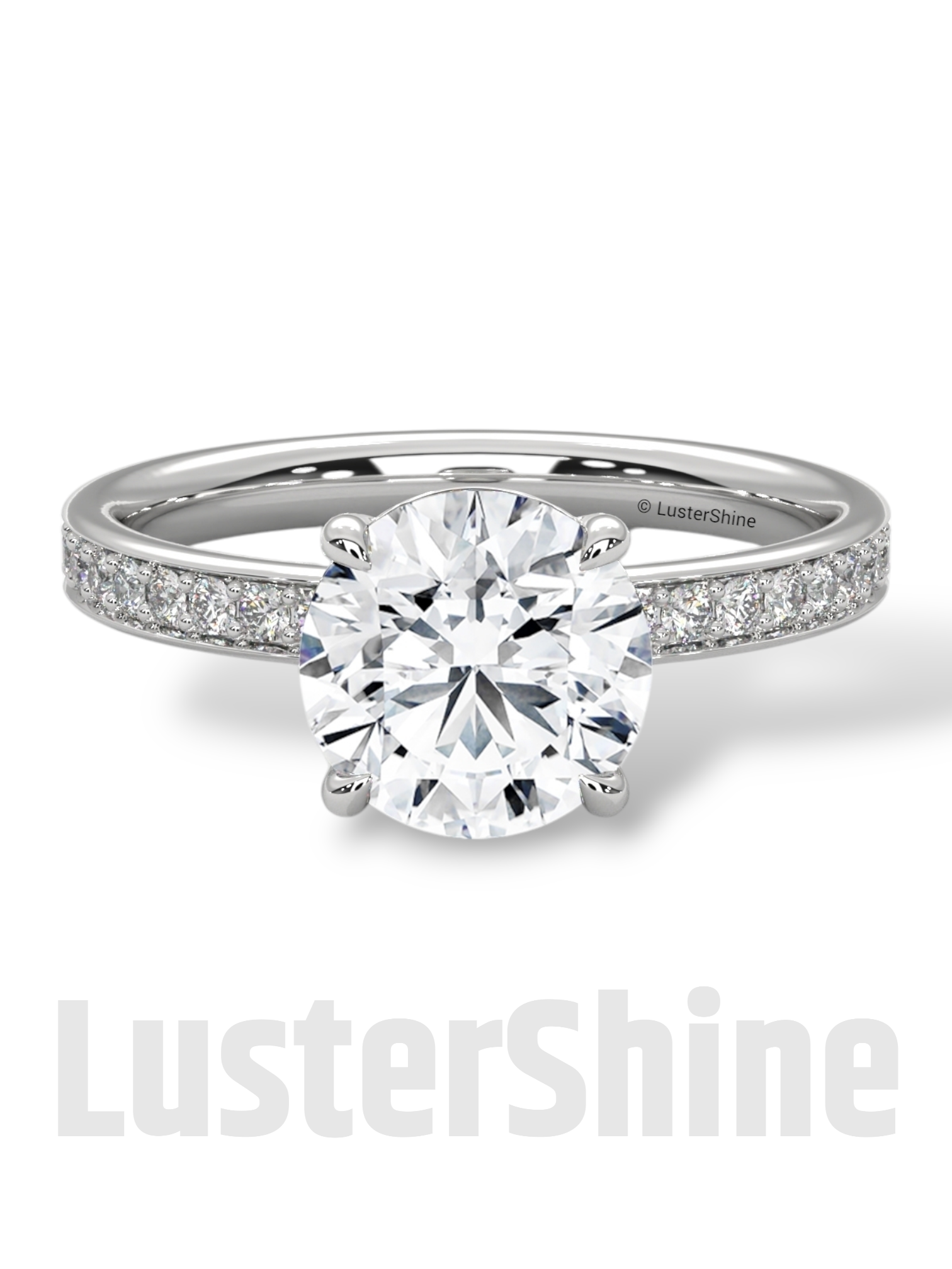 Round Hidden Halo Diamond Engagement Ring – Timeless Sparkling Diamond Solitaire Ring – Round Cut Ring – Diamond Simulant CZ Ring Gift Her