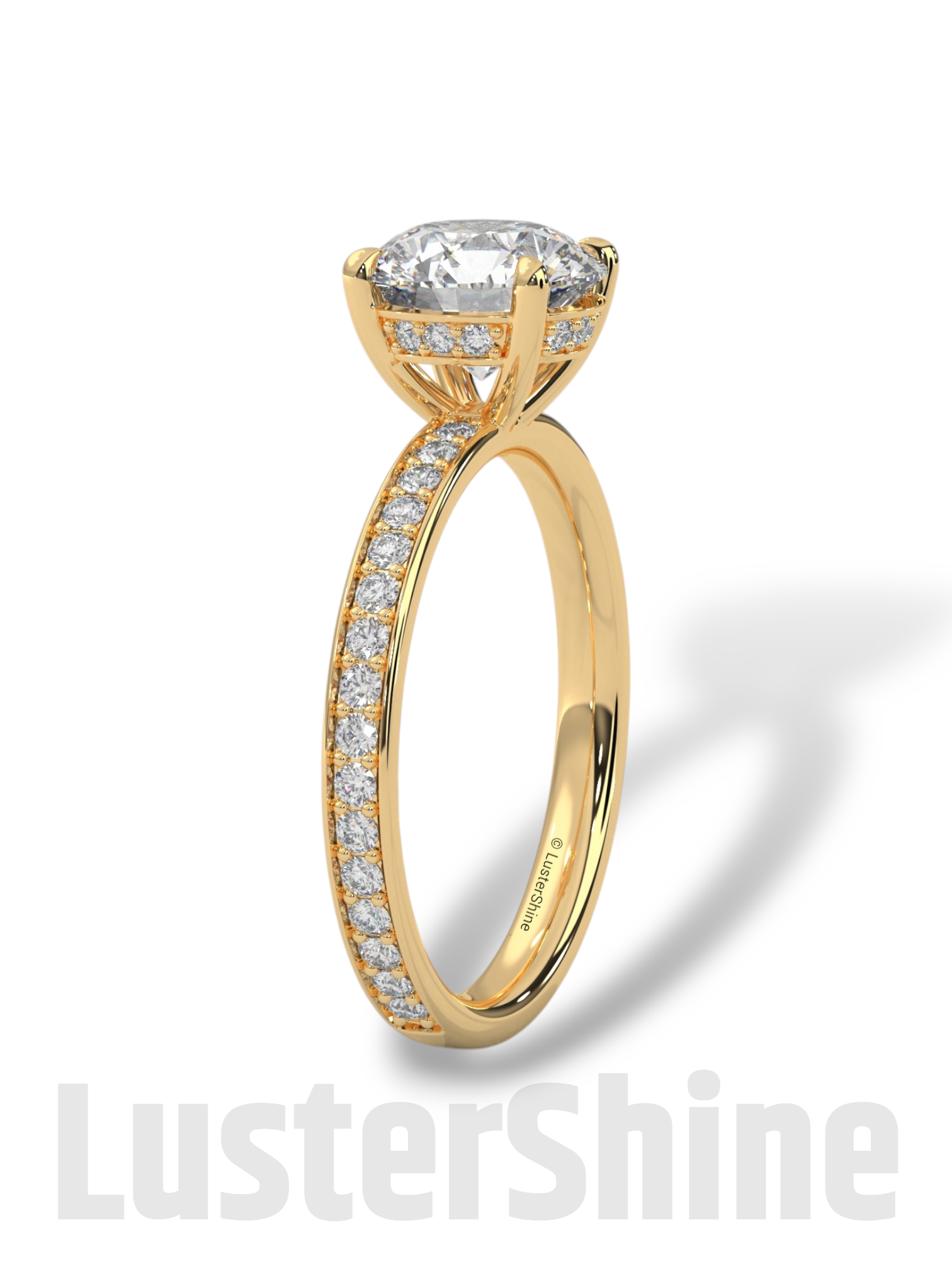 Round Hidden Halo Diamond Engagement Ring – Timeless Sparkling Diamond Solitaire Ring – Round Cut Ring – Diamond Simulant CZ Ring Gift Her