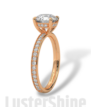 Round Hidden Halo Diamond Engagement Ring – Timeless Sparkling Diamond Solitaire Ring – Round Cut Ring – Diamond Simulant CZ Ring Gift Her