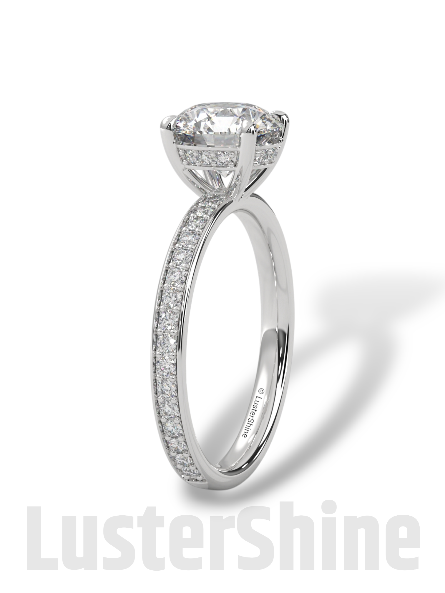 Round Hidden Halo Diamond Engagement Ring – Timeless Sparkling Diamond Solitaire Ring – Round Cut Ring – Diamond Simulant CZ Ring Gift Her