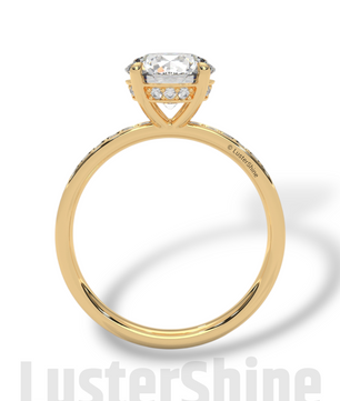 Round Hidden Halo Diamond Engagement Ring – Timeless Sparkling Diamond Solitaire Ring – Round Cut Ring – Diamond Simulant CZ Ring Gift Her