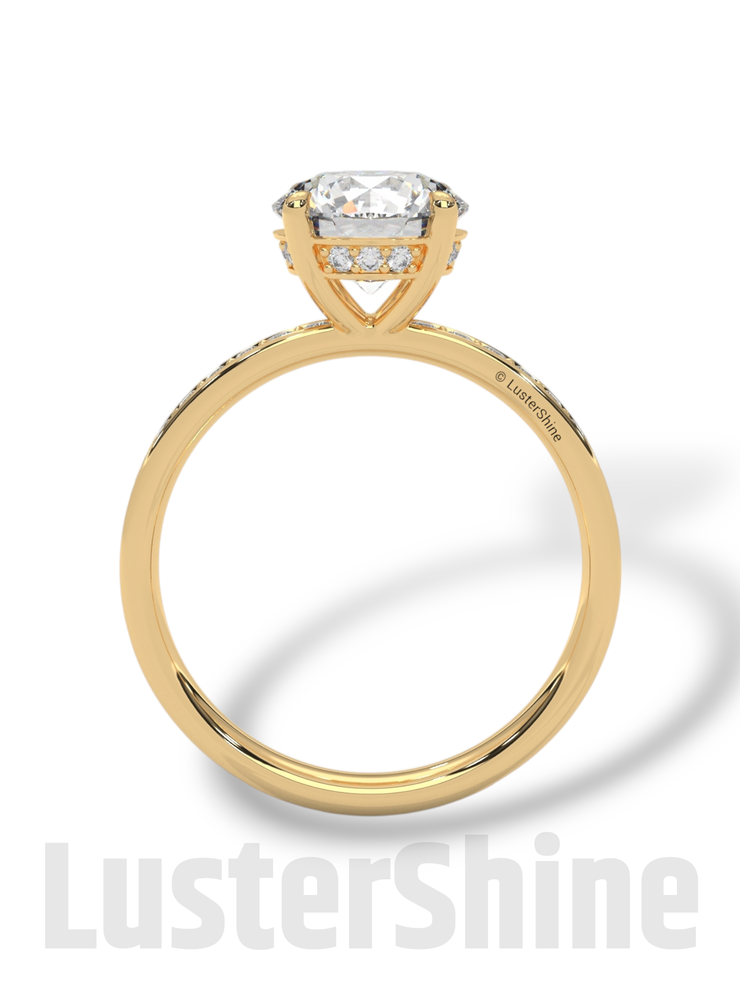 Round Hidden Halo Diamond Engagement Ring – Timeless Sparkling Diamond Solitaire Ring – Round Cut Ring – Diamond Simulant CZ Ring Gift Her