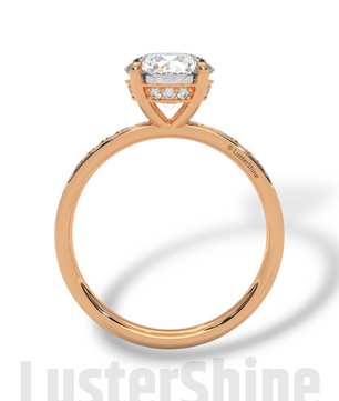 Round Hidden Halo Diamond Engagement Ring – Timeless Sparkling Diamond Solitaire Ring – Round Cut Ring – Diamond Simulant CZ Ring Gift Her