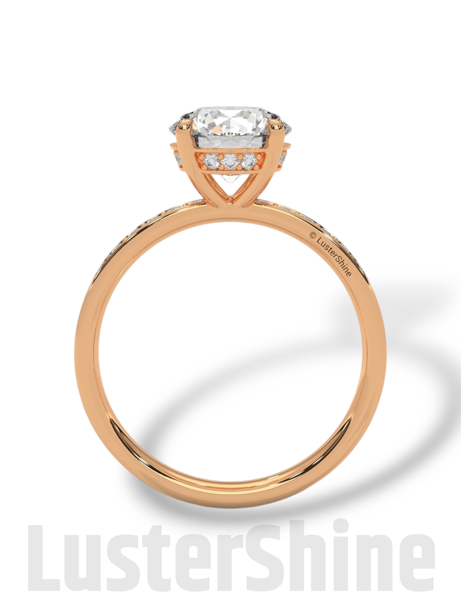 Round Hidden Halo Diamond Engagement Ring – Timeless Sparkling Diamond Solitaire Ring – Round Cut Ring – Diamond Simulant CZ Ring Gift Her