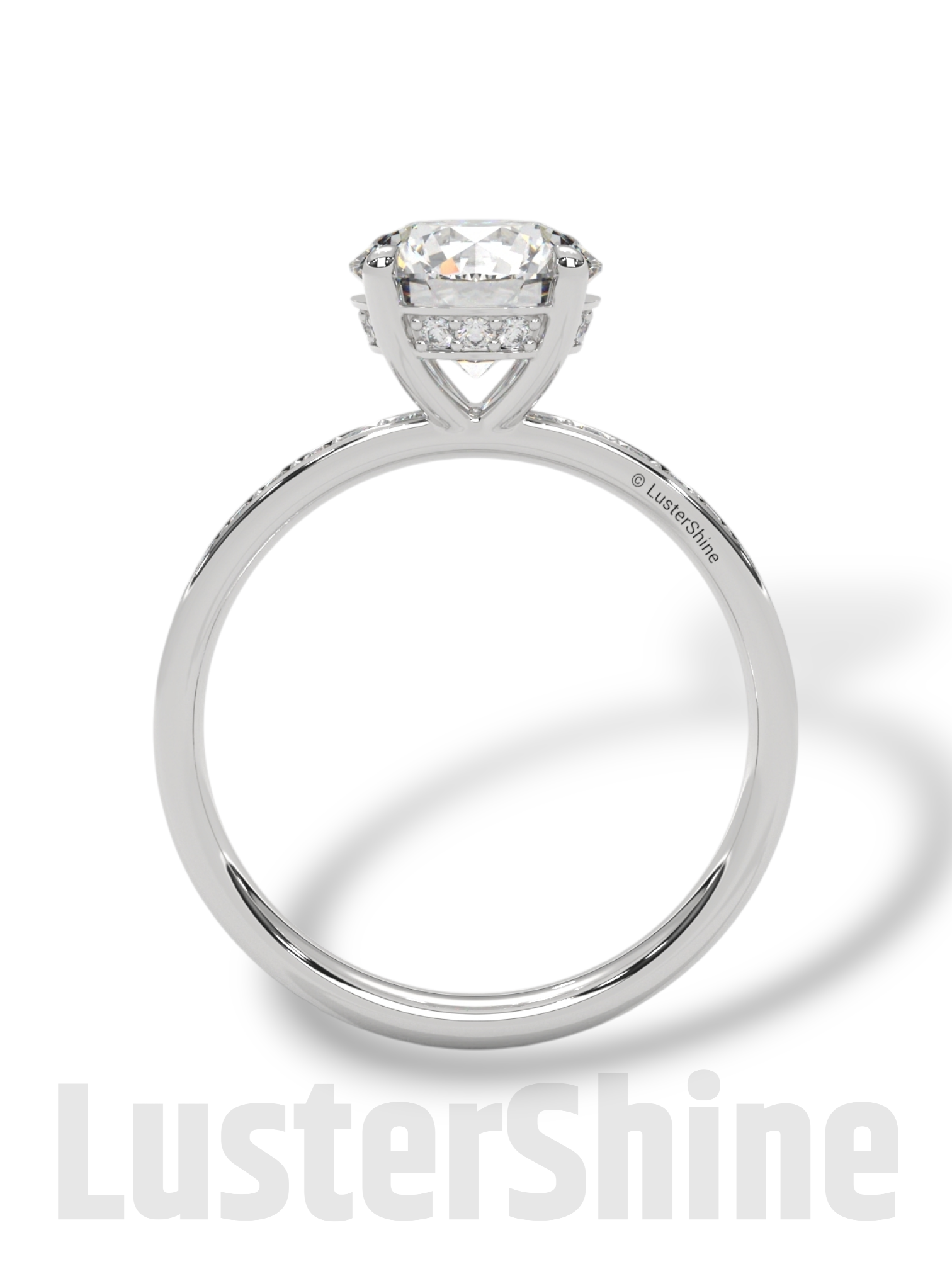 Round Hidden Halo Diamond Engagement Ring – Timeless Sparkling Diamond Solitaire Ring – Round Cut Ring – Diamond Simulant CZ Ring Gift Her