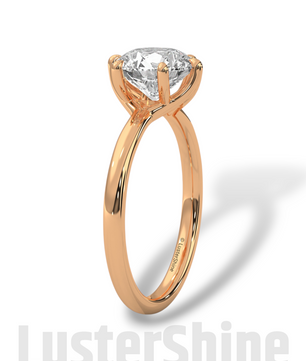 Round Hidden Halo Diamond Engagement Ring – Timeless Sparkling Diamond Solitaire Ring – Round Cut Ring – Diamond Simulant CZ Ring Gift Her