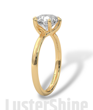 Round Hidden Halo Diamond Engagement Ring – Timeless Sparkling Diamond Solitaire Ring – Round Cut Ring – Diamond Simulant CZ Ring Gift Her