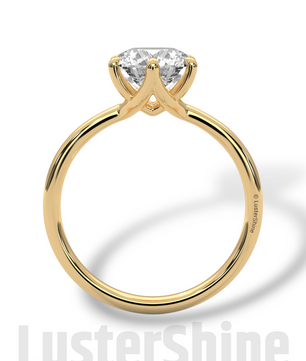 Round Hidden Halo Diamond Engagement Ring – Timeless Sparkling Diamond Solitaire Ring – Round Cut Ring – Diamond Simulant CZ Ring Gift Her