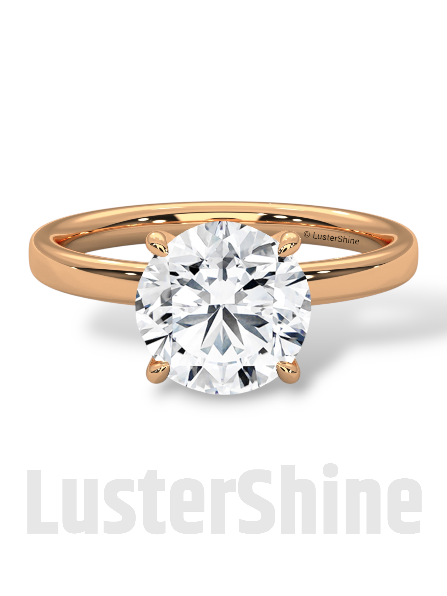 Round Hidden Halo Diamond Engagement Ring – Timeless Sparkling Diamond Solitaire Ring – Round Cut Ring – Diamond Simulant CZ Ring Gift Her