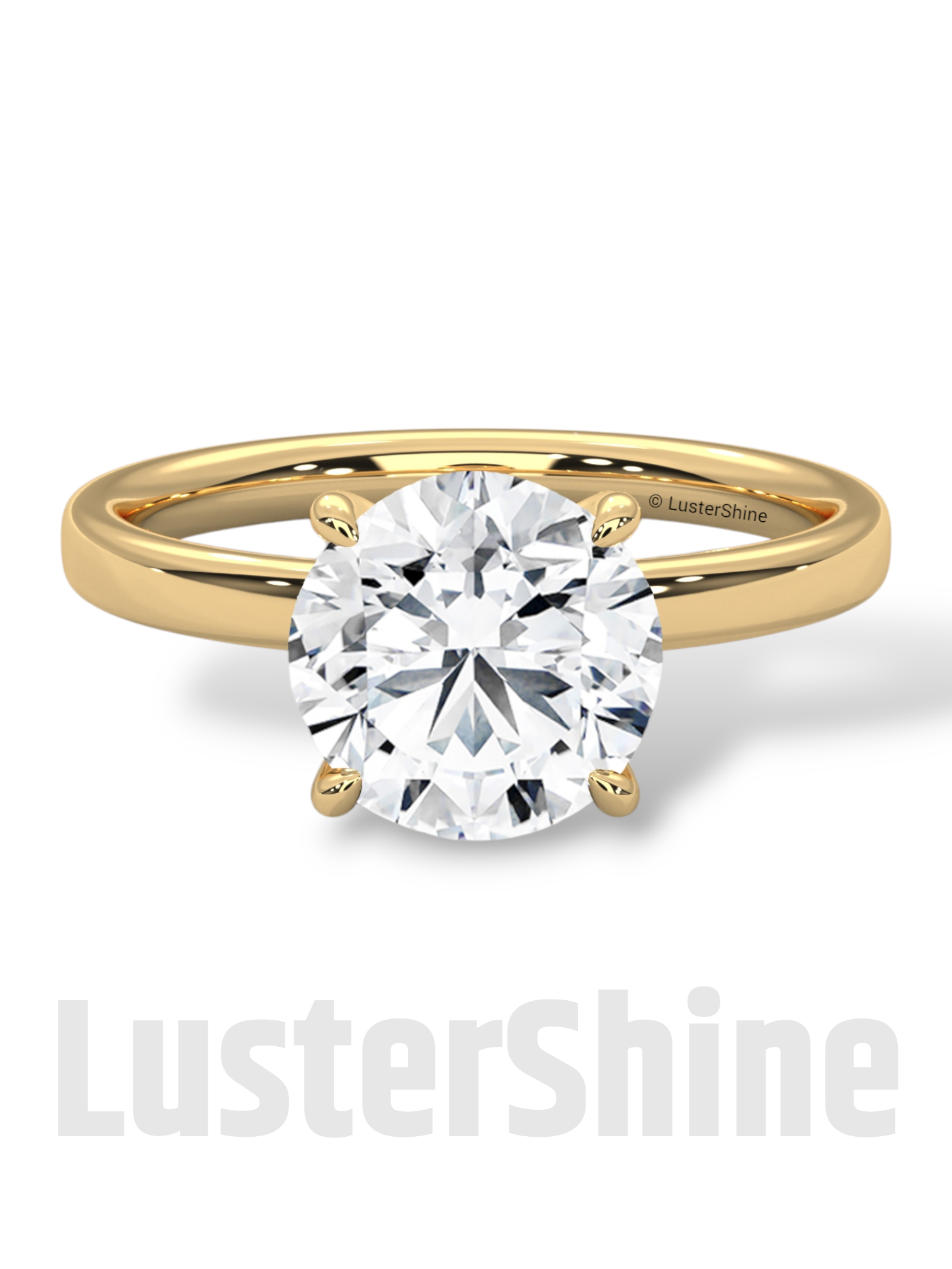Round Hidden Halo Diamond Engagement Ring – Timeless Sparkling Diamond Solitaire Ring – Round Cut Ring – Diamond Simulant CZ Ring Gift Her