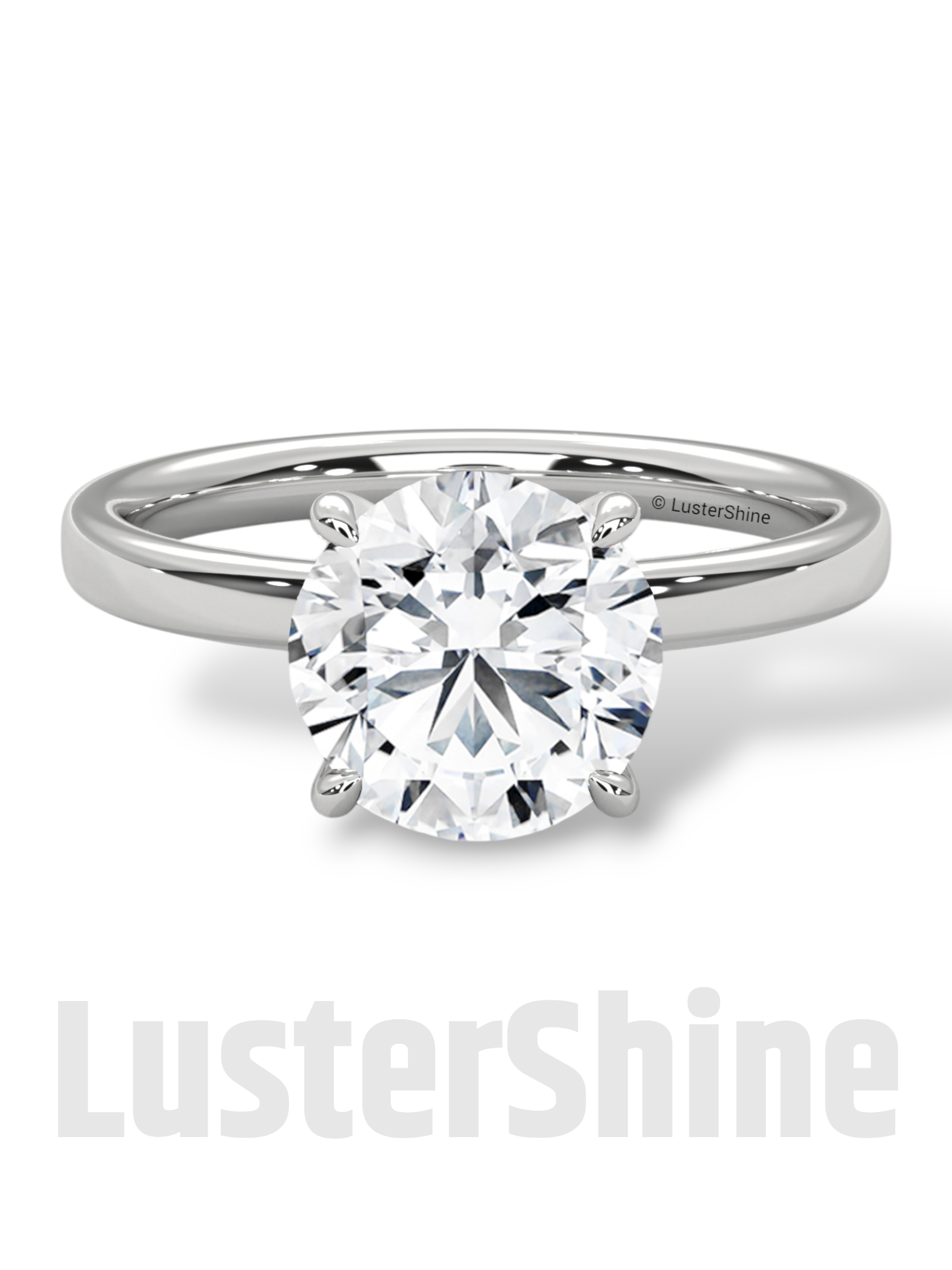 Round Hidden Halo Diamond Engagement Ring – Timeless Sparkling Diamond Solitaire Ring – Round Cut Ring – Diamond Simulant CZ Ring Gift Her