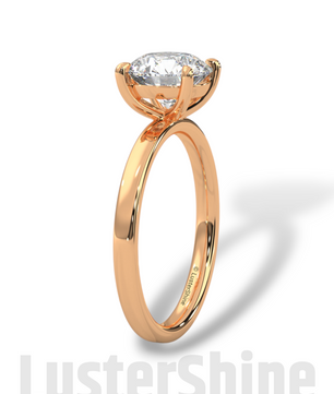Round Hidden Halo Diamond Engagement Ring – Timeless Sparkling Diamond Solitaire Ring – Round Cut Ring – Diamond Simulant CZ Ring Gift Her