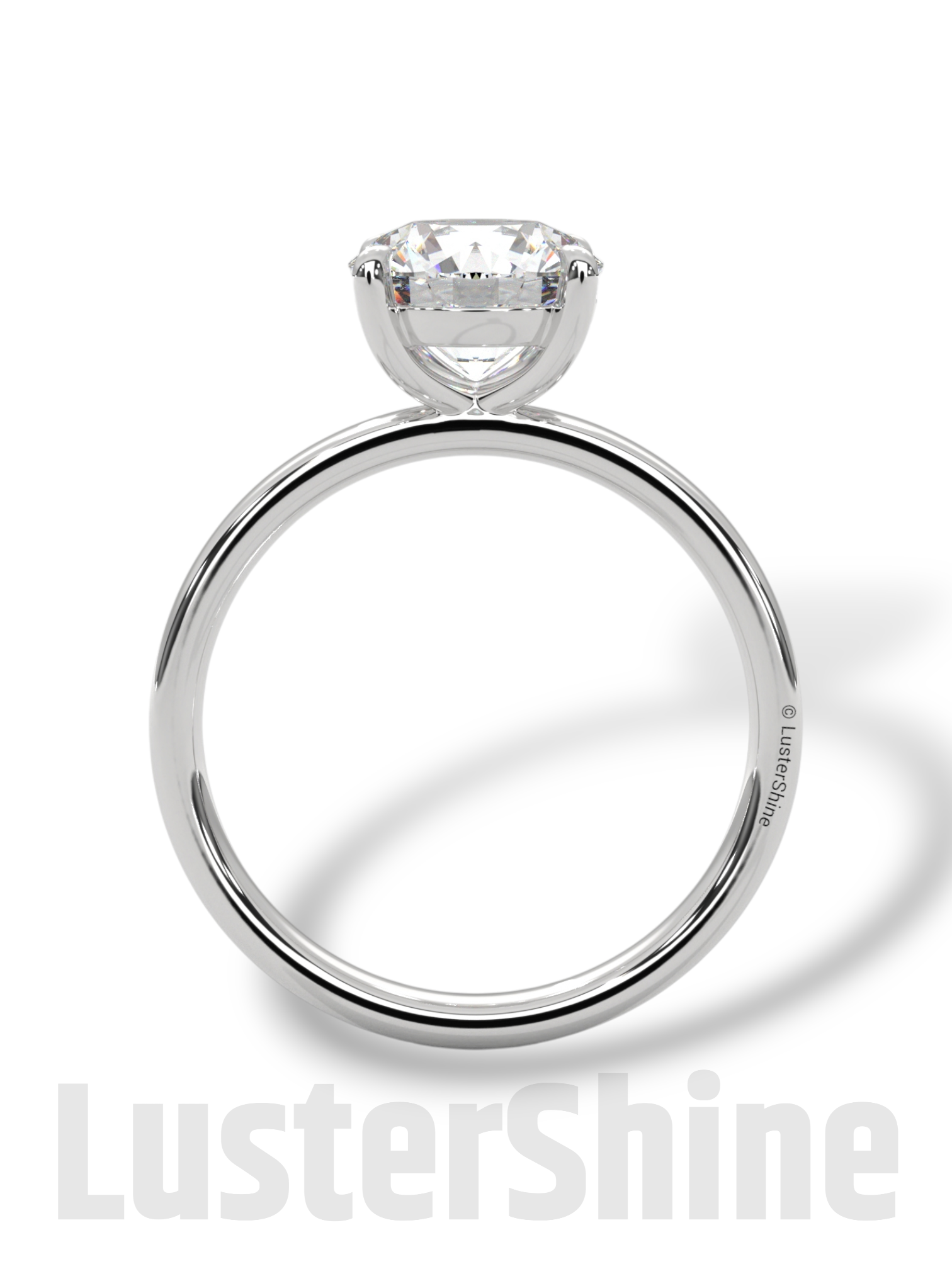 Round Hidden Halo Diamond Engagement Ring – Timeless Sparkling Diamond Solitaire Ring – Round Cut Ring – Diamond Simulant CZ Ring Gift Her