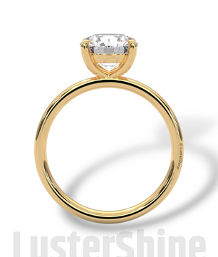 Round Hidden Halo Diamond Engagement Ring – Timeless Sparkling Diamond Solitaire Ring – Round Cut Ring – Diamond Simulant CZ Ring Gift Her