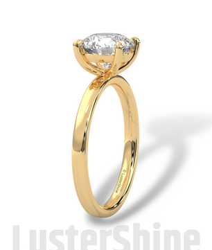 Round Hidden Halo Diamond Engagement Ring – Timeless Sparkling Diamond Solitaire Ring – Round Cut Ring – Diamond Simulant CZ Ring Gift Her