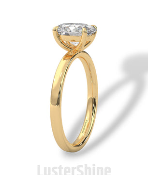 Oval Solitaire Engagement Ring – 9x7mm Oval Diamond – 14K 18K Yellow Gold – Classic Four Prong Ring – Dainty Gold Proposal Ring LusterShine