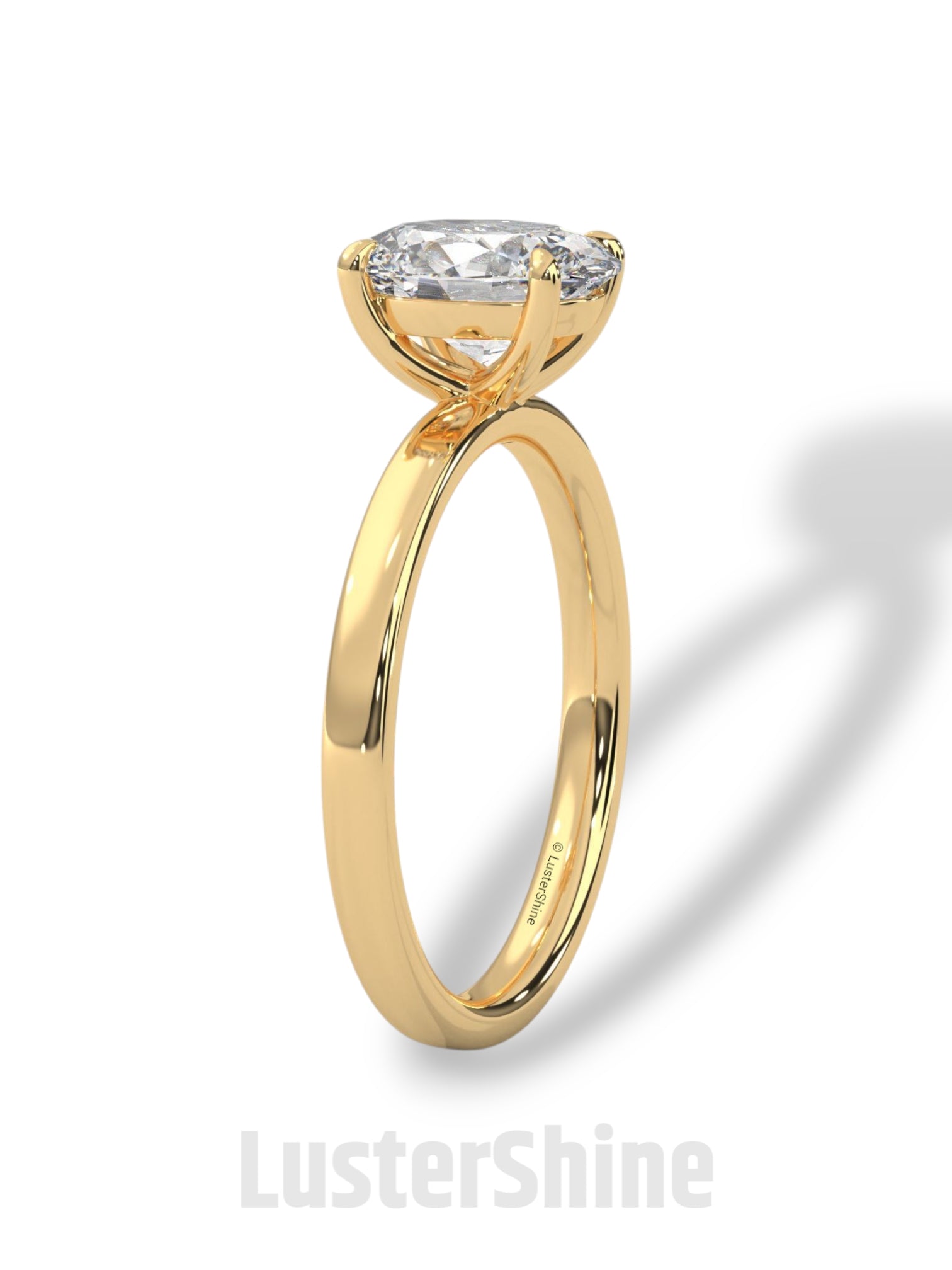 Oval Solitaire Engagement Ring – 9x7mm Oval Diamond – 14K 18K Yellow Gold – Classic Four Prong Ring – Dainty Gold Proposal Ring LusterShine