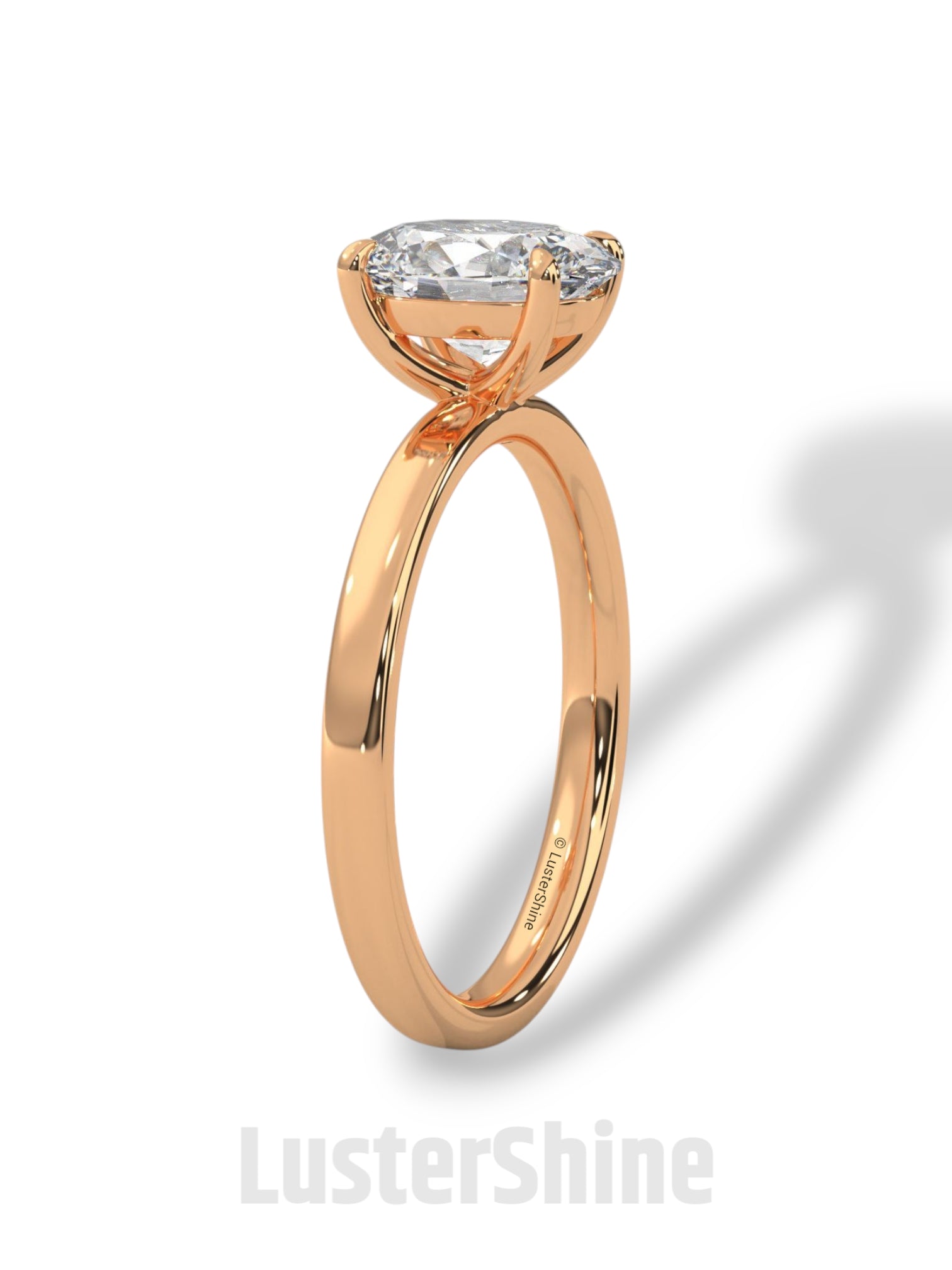 Oval Solitaire Engagement Ring – 9x7mm Oval Diamond – 14K 18K Yellow Gold – Classic Four Prong Ring – Dainty Gold Proposal Ring LusterShine