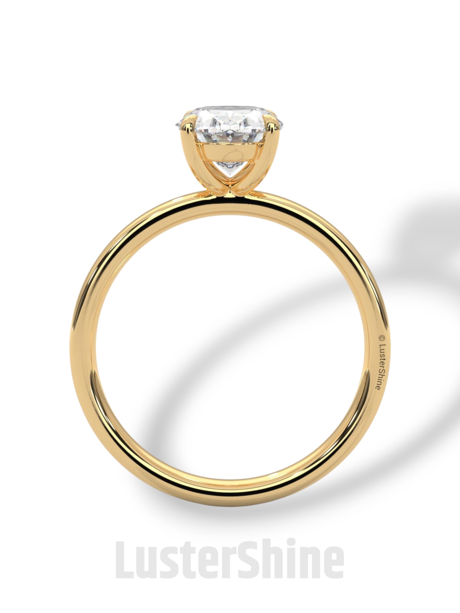Oval Solitaire Engagement Ring – 9x7mm Oval Diamond – 14K 18K Yellow Gold – Classic Four Prong Ring – Dainty Gold Proposal Ring LusterShine