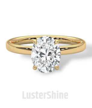 Oval Solitaire Engagement Ring – 9x7mm Oval Diamond – 14K 18K Yellow Gold – Classic Four Prong Ring – Dainty Gold Proposal Ring LusterShine