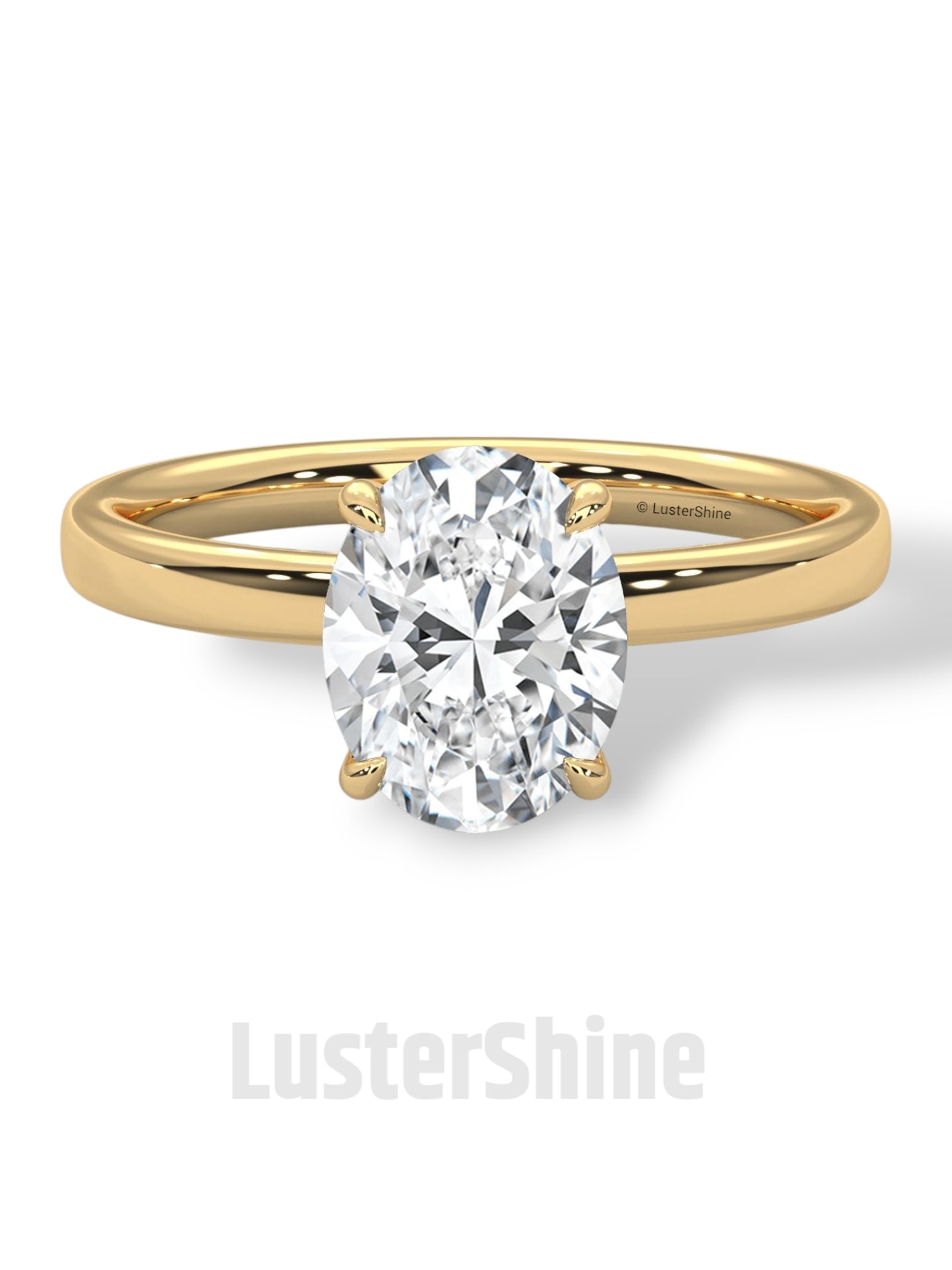 Oval Solitaire Engagement Ring – 9x7mm Oval Diamond – 14K 18K Yellow Gold – Classic Four Prong Ring – Dainty Gold Proposal Ring LusterShine