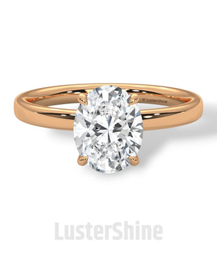 Oval Solitaire Engagement Ring – 9x7mm Oval Diamond – 14K 18K Yellow Gold – Classic Four Prong Ring – Dainty Gold Proposal Ring LusterShine